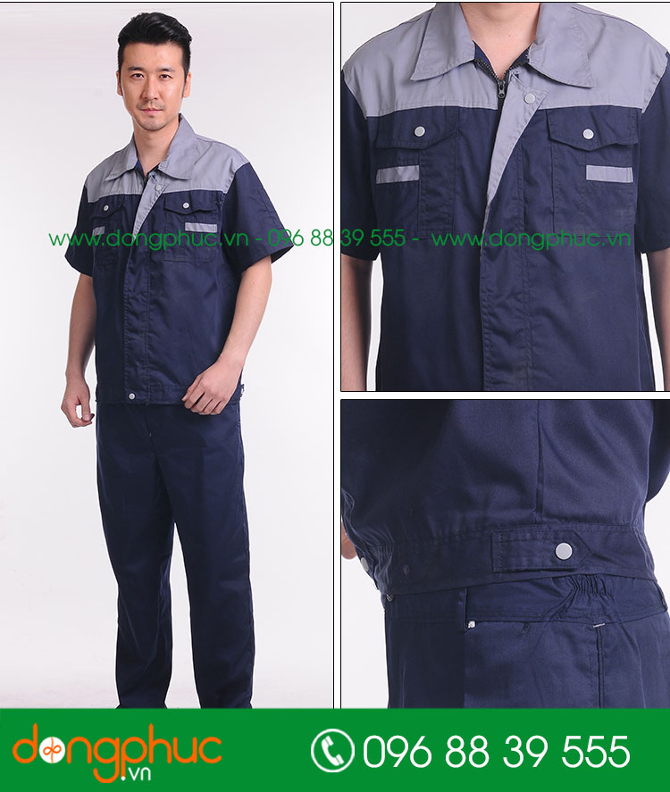 Mẫu bảo hộ màu tím than phối ghi cộc tay